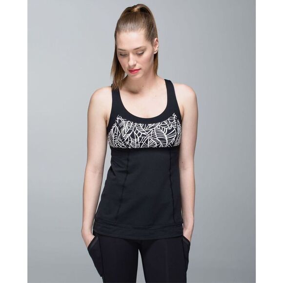 Lululemon Run: Ta Ta Topper Black / Pretty Palm Black Angel Wing - Picture 1 of 4